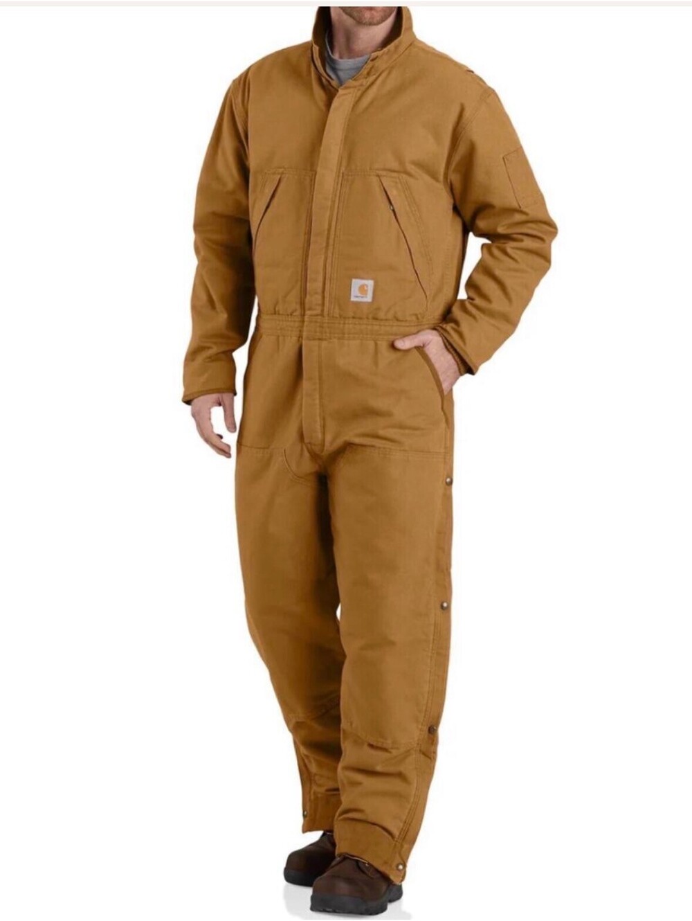 NEW Carhartt Washed Duck Insulated Coverall Loose Fit Large Brown Workwear